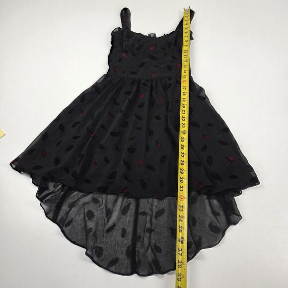 Tripp NYC Dress Womens XS Black Red Feather Velvet Gothic Alternative Layered - Picture 8 of 10